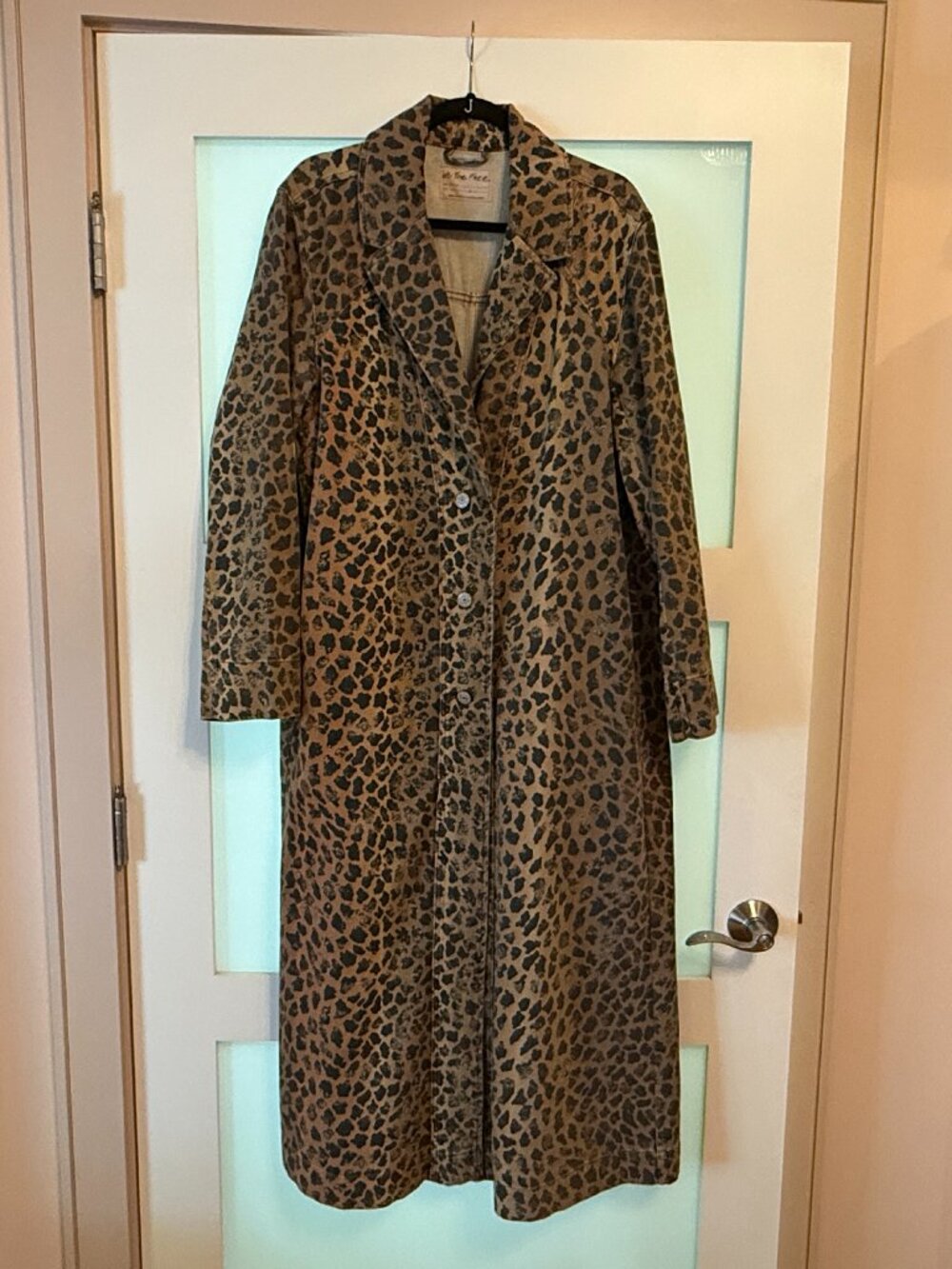 NWOT - Free People - We The Free Monique Denim Duster - Cheetah - Sz Large - Picture 5 of 8